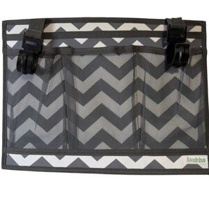 Hominize Bed OR Car Caddy Organizer gray white Chevron print mesh pockets NEW